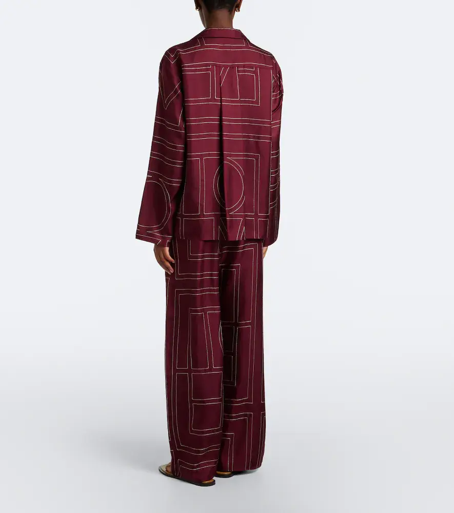 TOTEME Monogram silk twill wide-leg pants | Thumbnail 2 TOTEME Monogram silk twill wide-leg pants | Thumbnail 2