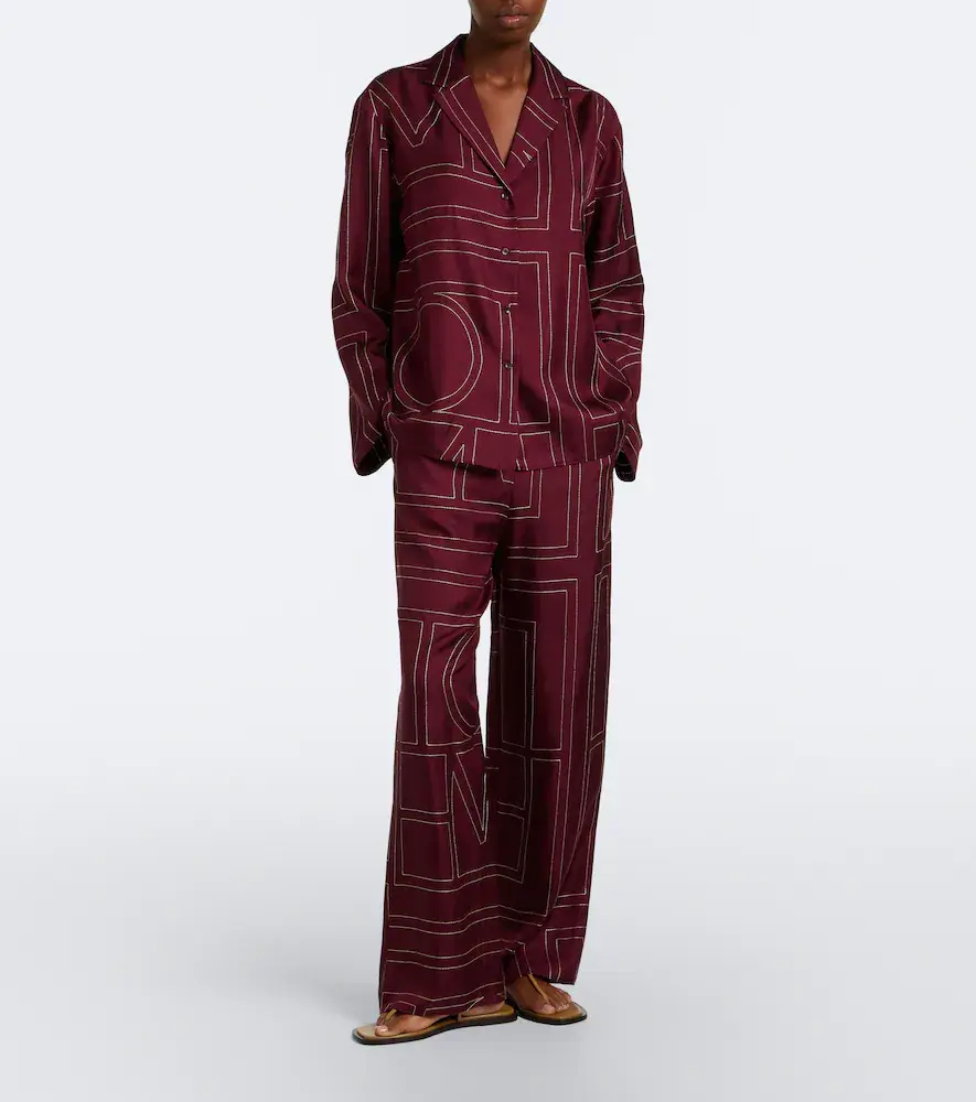 TOTEME Monogram silk twill wide-leg pants | Thumbnail 3 TOTEME Monogram silk twill wide-leg pants | Thumbnail 3