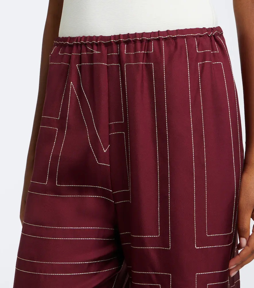 TOTEME Monogram silk twill wide-leg pants | Thumbnail 4 TOTEME Monogram silk twill wide-leg pants | Thumbnail 4