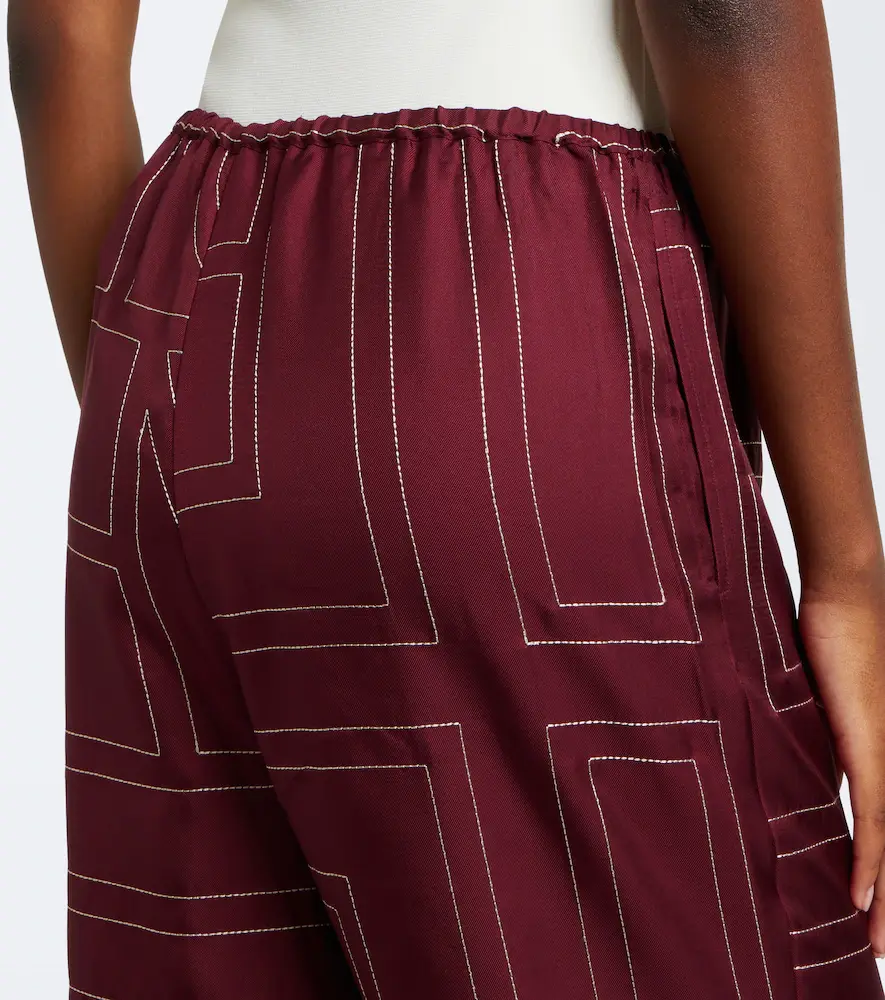 TOTEME Monogram silk twill wide-leg pants | Thumbnail 5 TOTEME Monogram silk twill wide-leg pants | Thumbnail 5