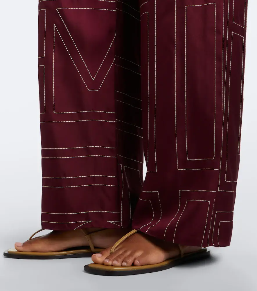 TOTEME Monogram silk twill wide-leg pants | Thumbnail 6 TOTEME Monogram silk twill wide-leg pants | Thumbnail 6
