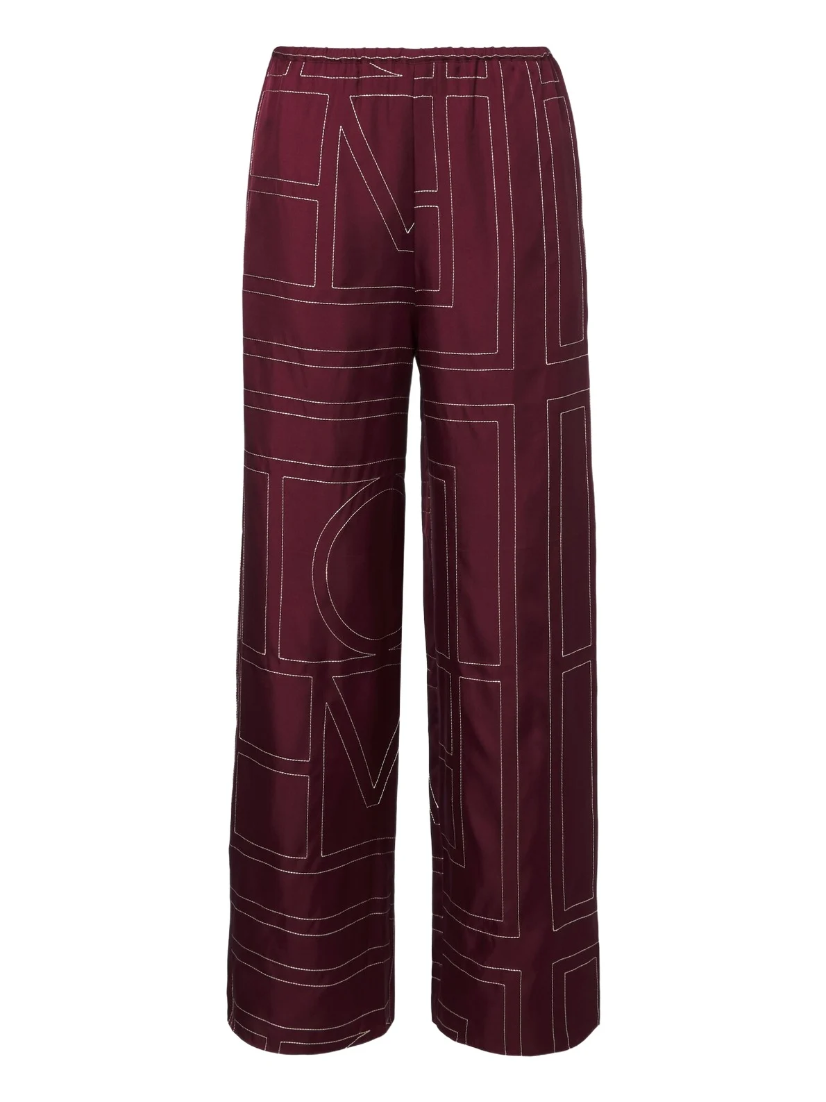 Monogram silk twill wide-leg pants
