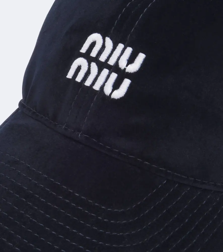Miu Miu Logo velvet baseball cap | Thumbnail 3
