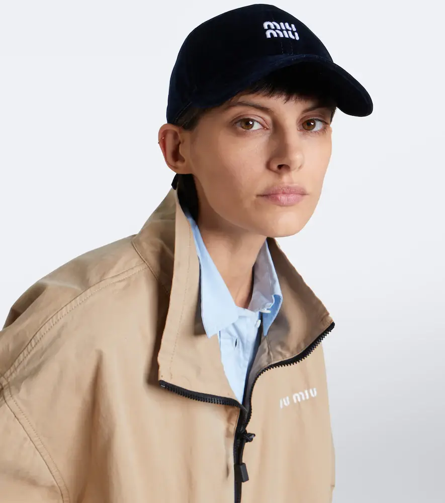 Miu Miu Logo velvet baseball cap | Thumbnail 4