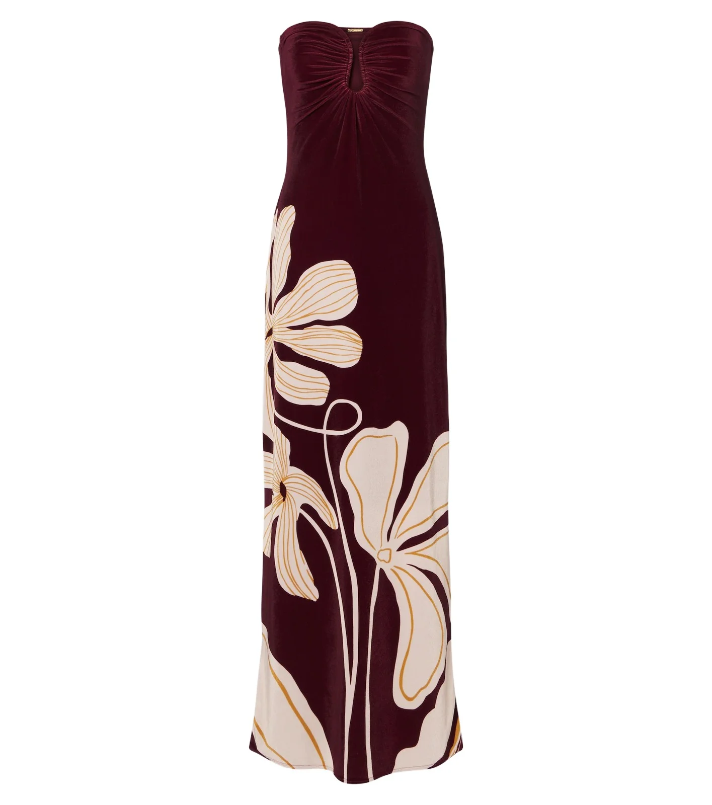 Cala de la Cruz Yves floral gathered velvet gown