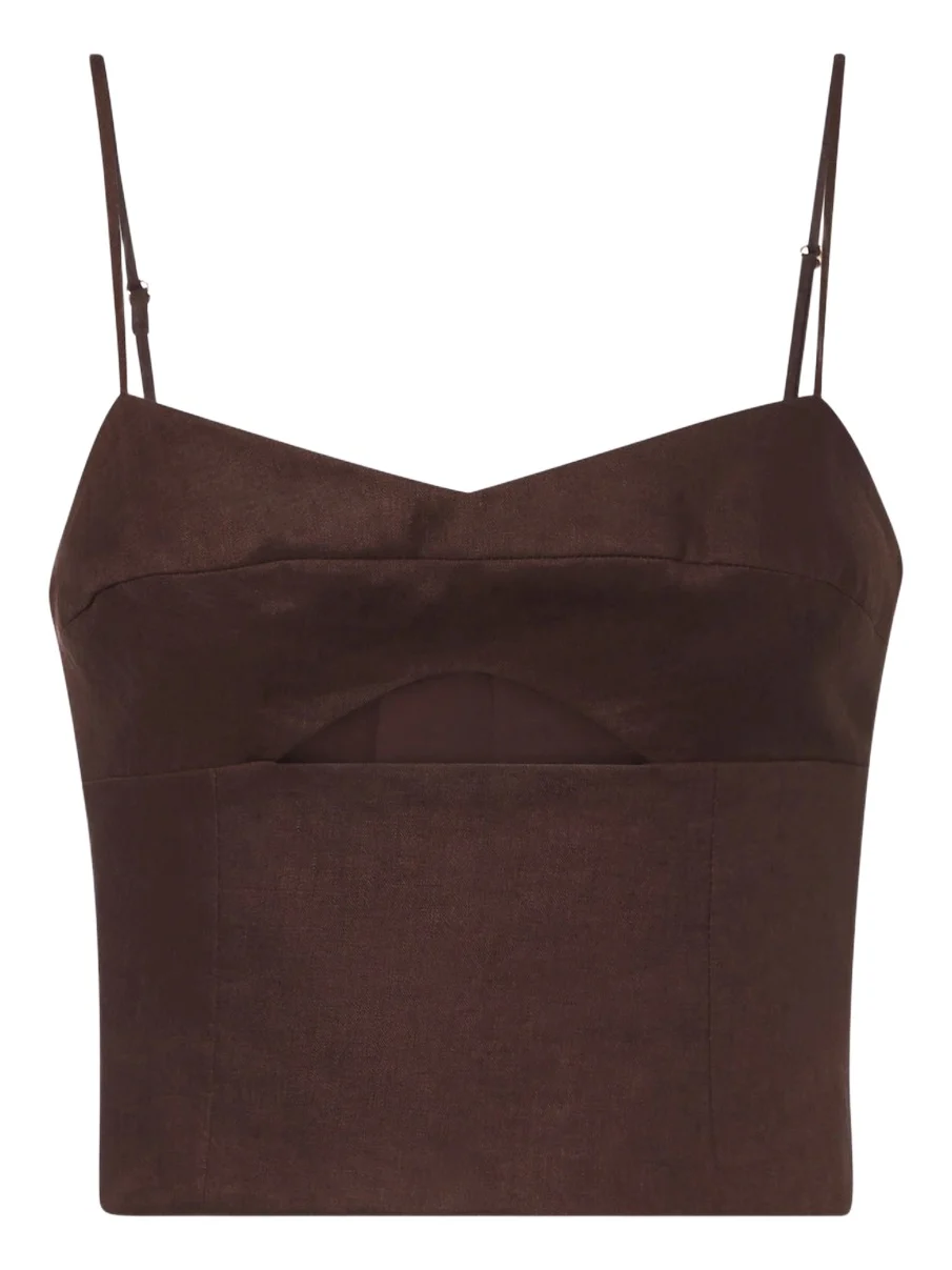 Cala de la Cruz Sei cutout linen top