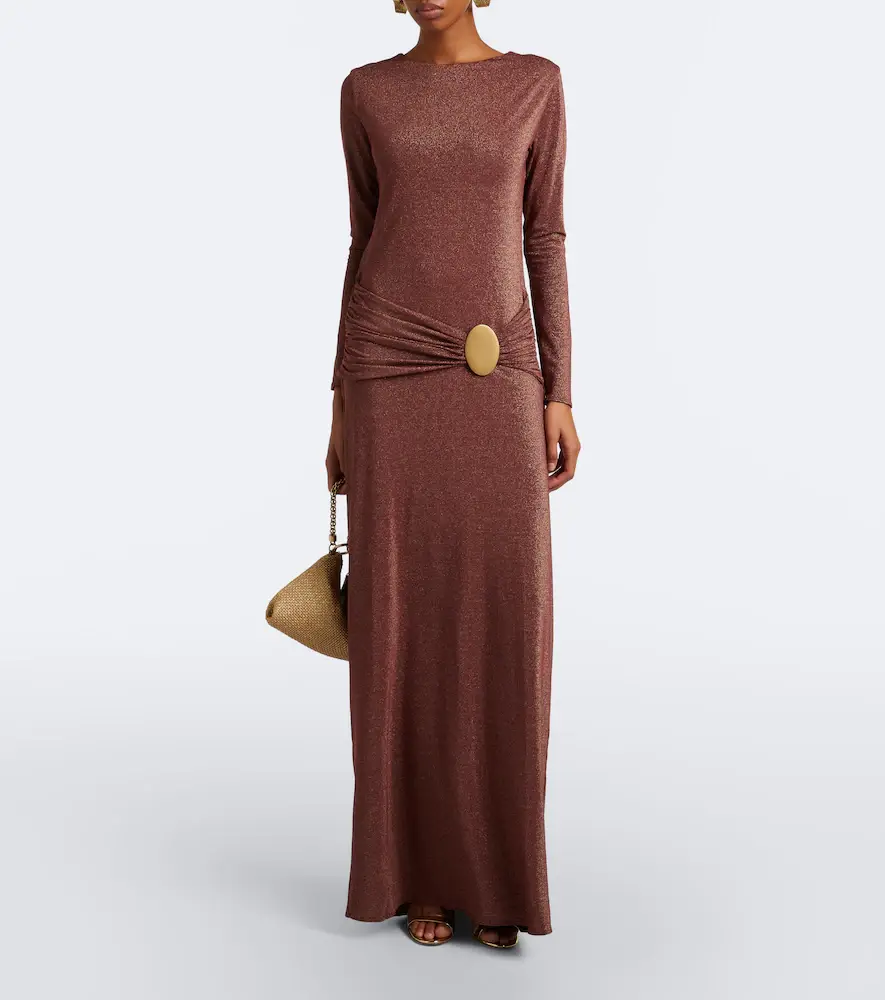 Cala de la Cruz Eres gathered jersey lamé maxi dress | Thumbnail 4 Cala de la Cruz Eres gathered jersey lamé maxi dress | Thumbnail 4