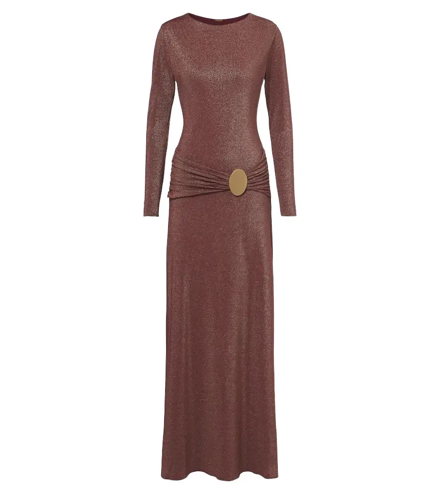 Cala de la Cruz Eres gathered jersey lamé maxi dress