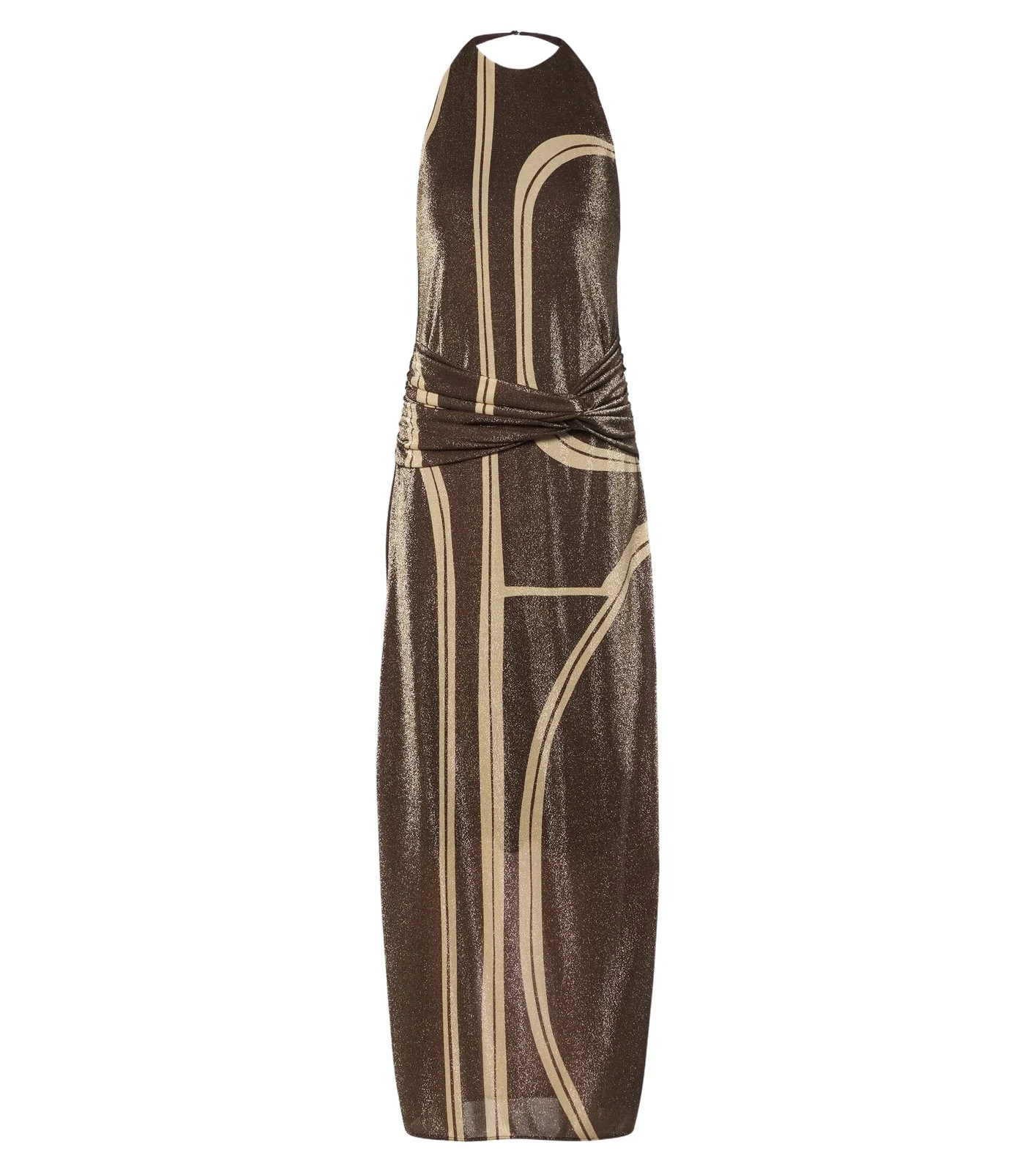 Cala de la Cruz Cairo draped glitter printed gown