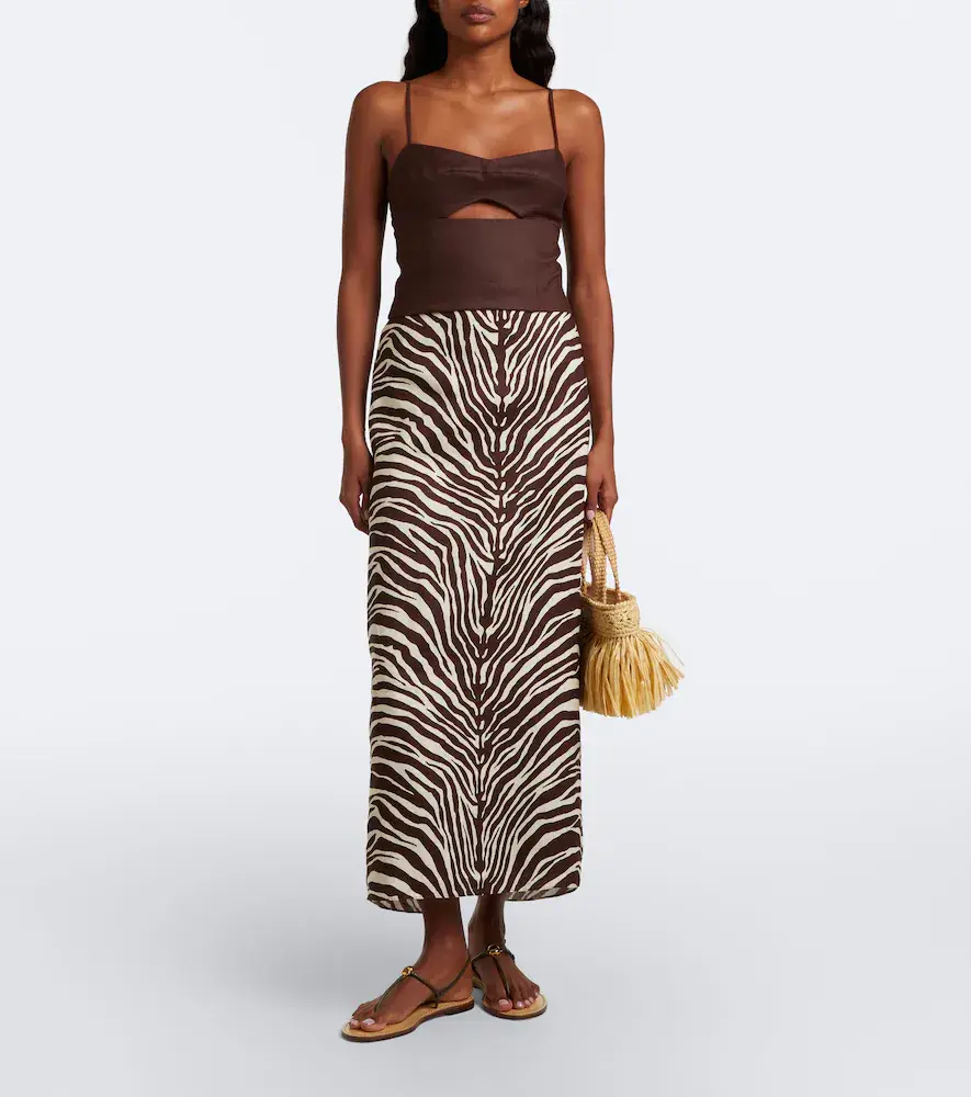Cala de la Cruz Bruna zebra-print linen midi skirt | Thumbnail 4 Cala de la Cruz Bruna zebra-print linen midi skirt | Thumbnail 4