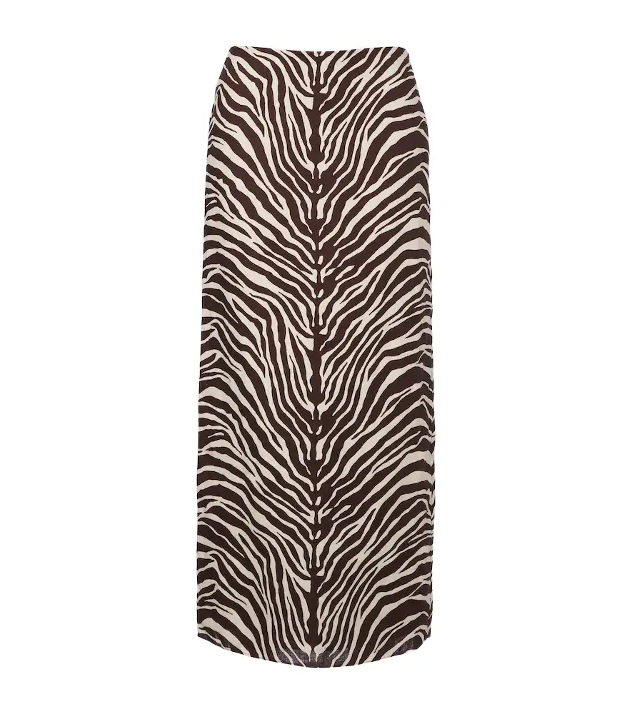 Bruna zebra-print linen midi skirt Bruna zebra-print linen midi skirt