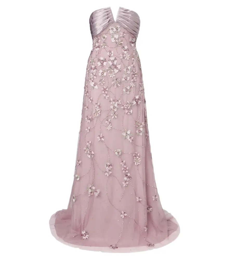 Georges Hobeika Embellished sheer tulle bustier gown