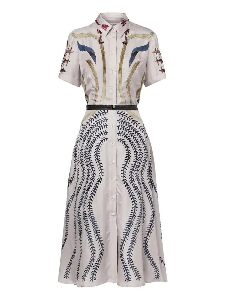 Altuzarra Kiera belted printed silk shirt dress