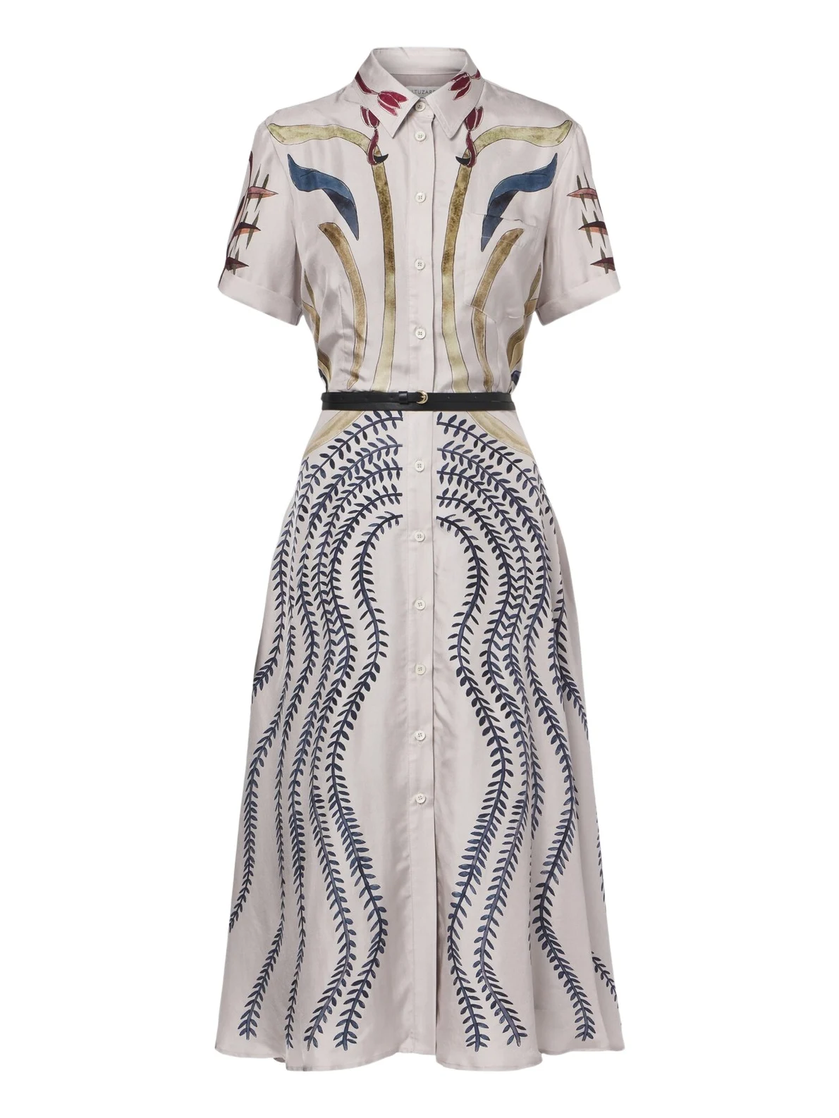 Kiera belted printed silk shirt dress Kiera belted printed silk shirt dress