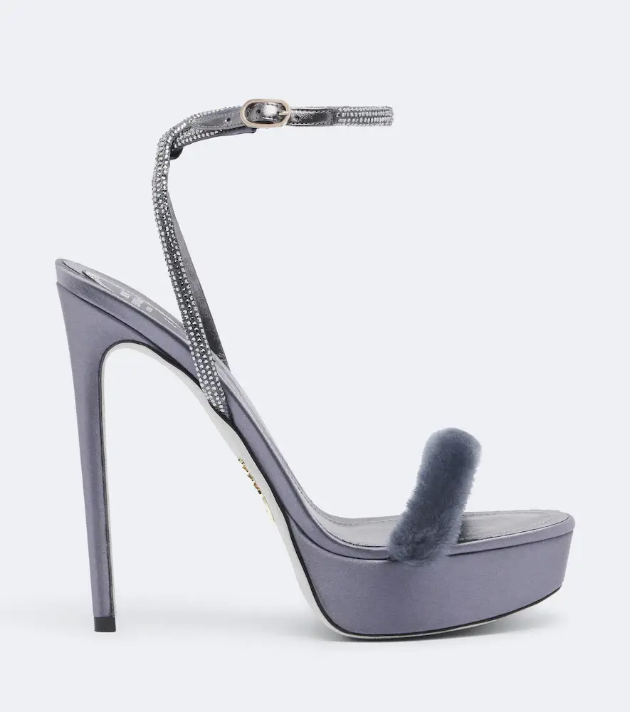 René Caovilla Embellished satin platform sandals | Thumbnail 3 René Caovilla Embellished satin platform sandals | Thumbnail 3