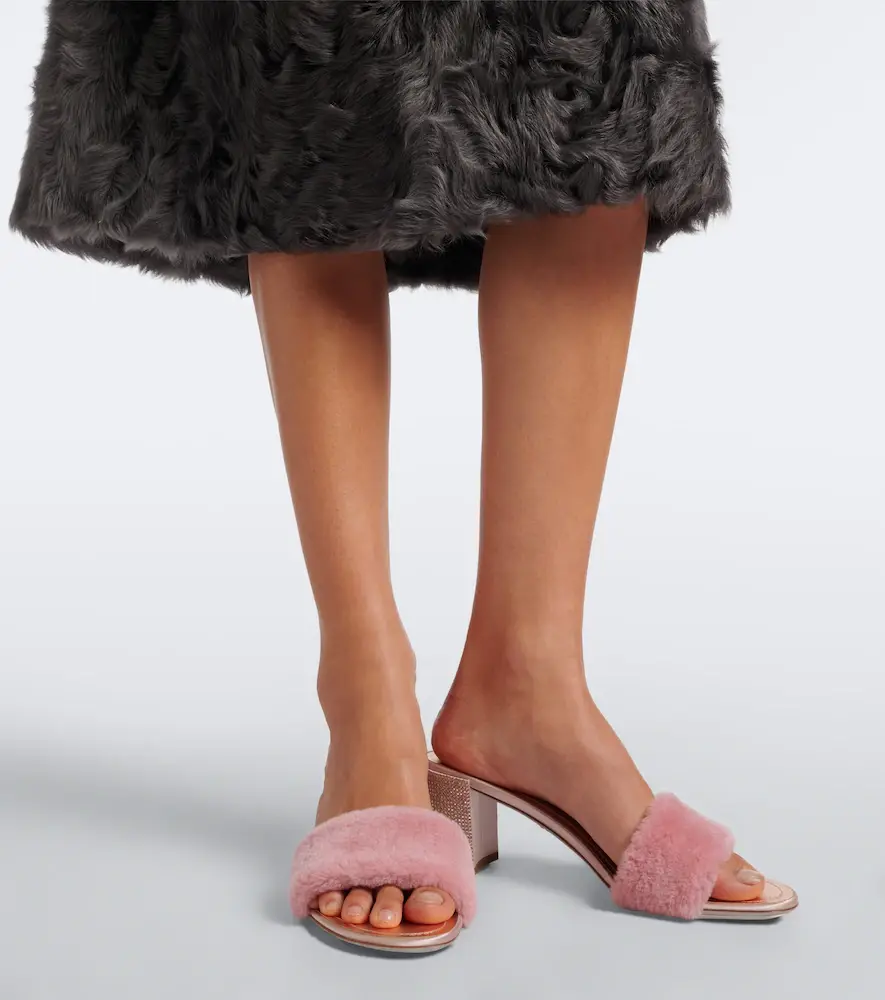René Caovilla Embellished leather-lined mules | Thumbnail 6