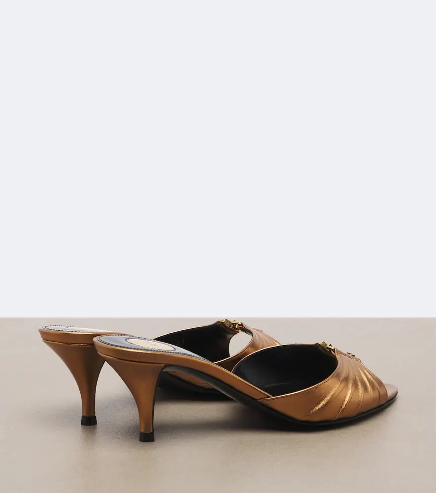 Saint Laurent Babylone Cassandre metallic leather mules | Thumbnail 4 Saint Laurent Babylone Cassandre metallic leather mules | Thumbnail 4