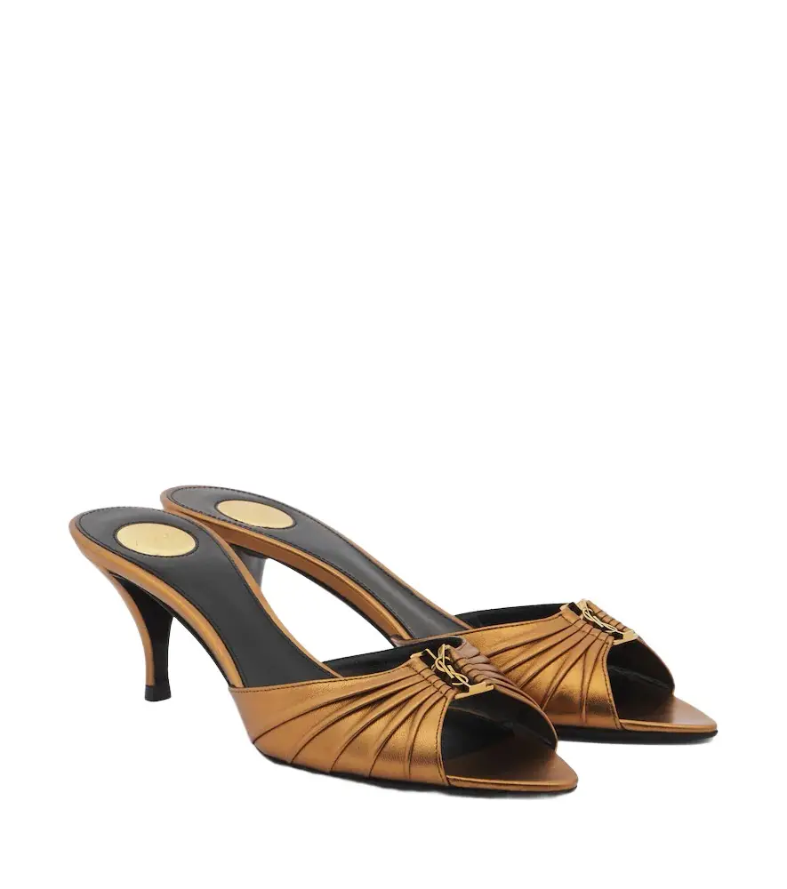 Babylone Cassandre metallic leather mules Babylone Cassandre metallic leather mules