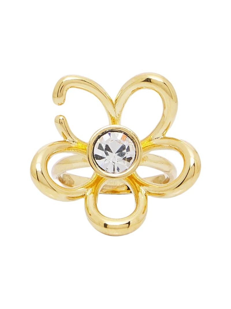 Oscar de la Renta Crystal-embellished floral ring