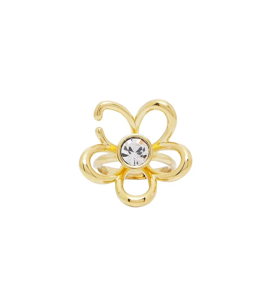 Oscar de la Renta Crystal-embellished floral ring