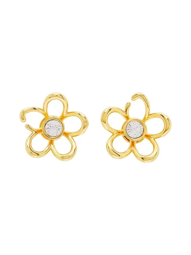 Crystal-embellished floral earrings