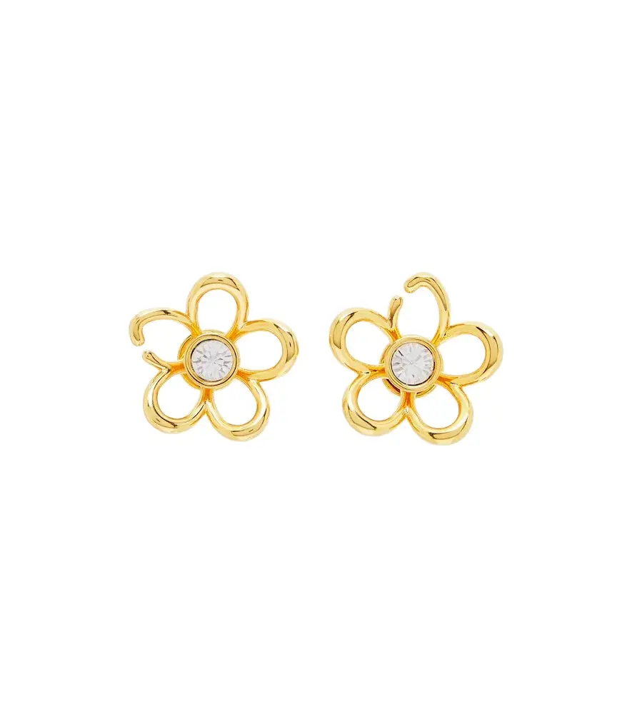 Oscar de la Renta Crystal-embellished floral earrings