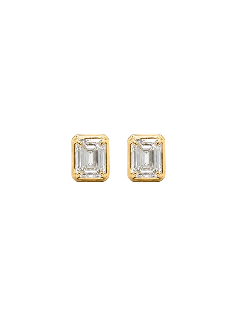 GIA 1.81ct Diamond 18K Gold Emerald Cut Button Back Stud Earrings GIA 1.81ct Diamond 18K Gold Emerald Cut Button Back Stud Earrings