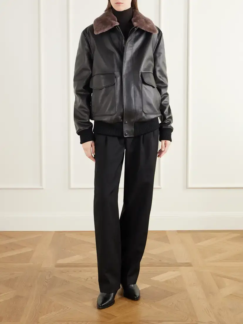 Gabriela Hearst Grant Shearling-trimmed Leather Bomber Jacket | Thumbnail 2 Gabriela Hearst Grant Shearling-trimmed Leather Bomber Jacket | Thumbnail 2