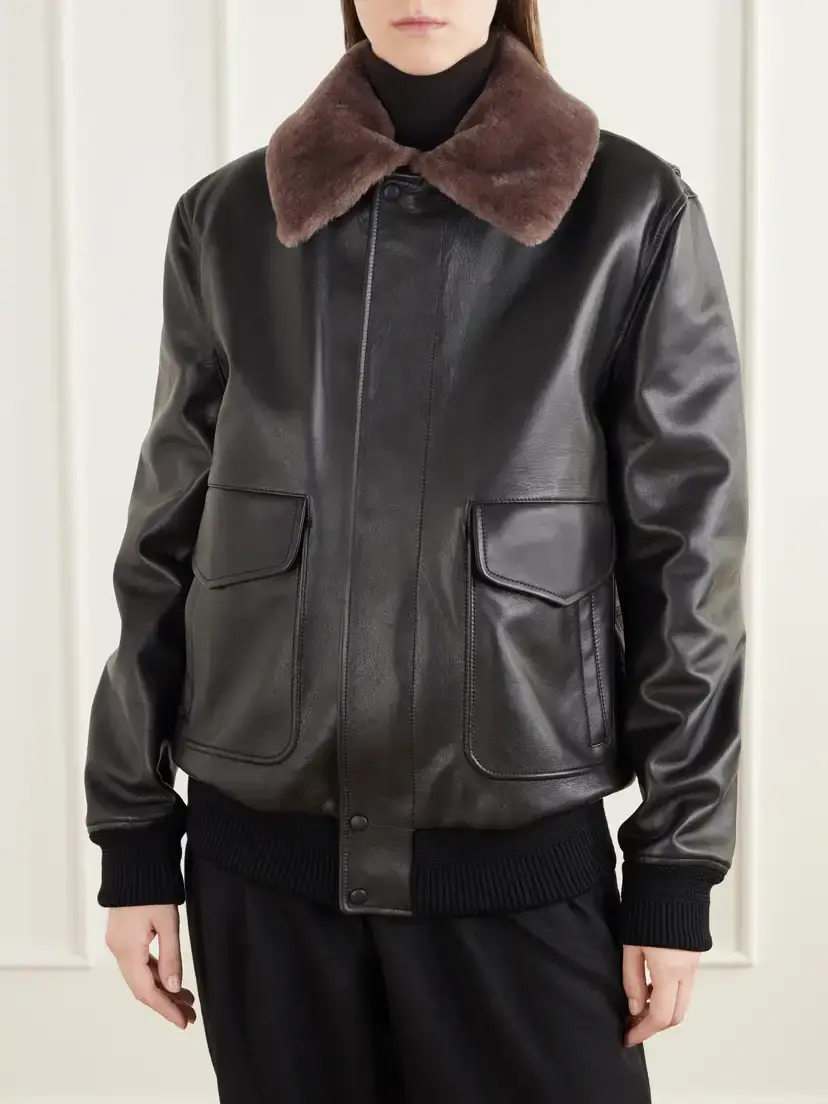 Gabriela Hearst Grant Shearling-trimmed Leather Bomber Jacket | Thumbnail 3 Gabriela Hearst Grant Shearling-trimmed Leather Bomber Jacket | Thumbnail 3