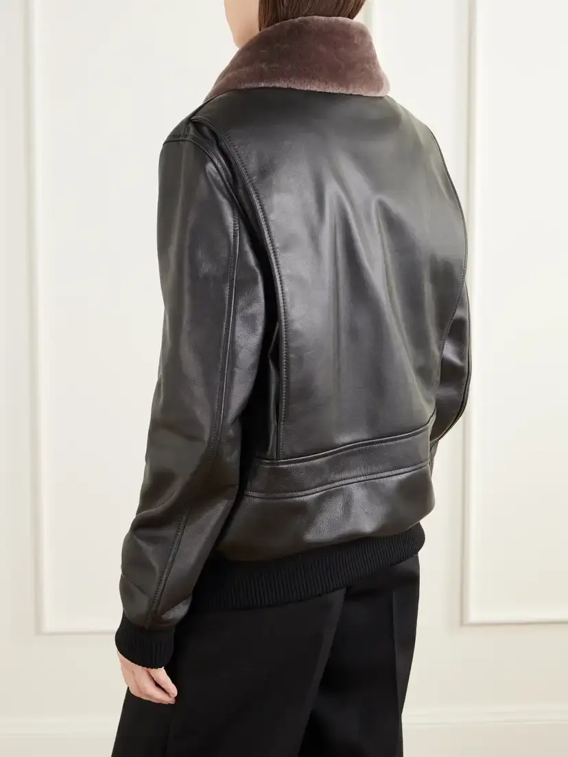 Gabriela Hearst Grant Shearling-trimmed Leather Bomber Jacket | Thumbnail 4 Gabriela Hearst Grant Shearling-trimmed Leather Bomber Jacket | Thumbnail 4