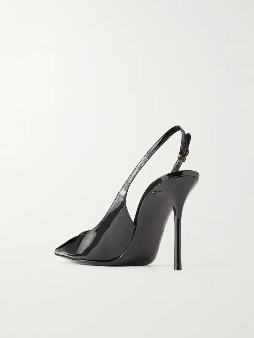 Dolce & Gabbana 105 Logo-embellished Patent-leather Slingback Pumps | Thumbnail 3 Dolce & Gabbana 105 Logo-embellished Patent-leather Slingback Pumps | Thumbnail 3