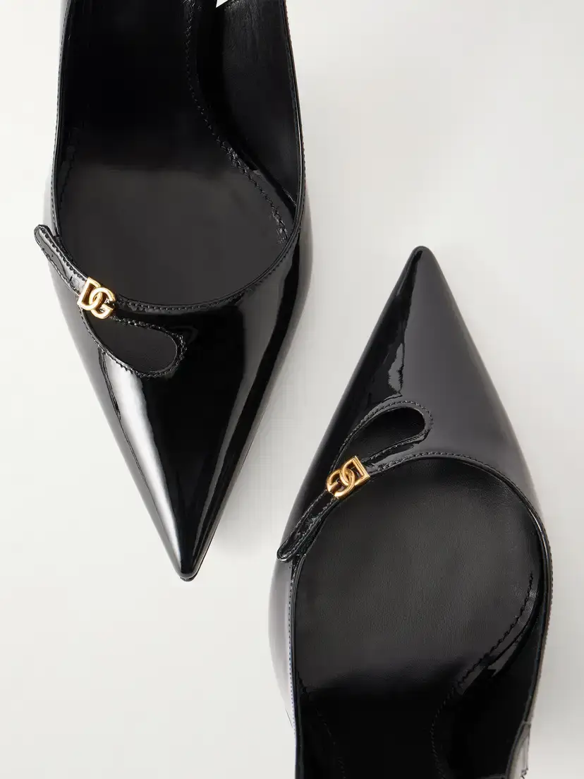 Dolce & Gabbana 105 Logo-embellished Patent-leather Slingback Pumps | Thumbnail 5 Dolce & Gabbana 105 Logo-embellished Patent-leather Slingback Pumps | Thumbnail 5