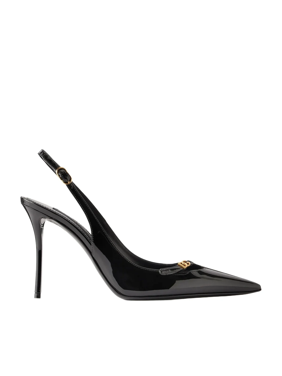 Dolce & Gabbana 105 Logo-embellished Patent-leather Slingback Pumps