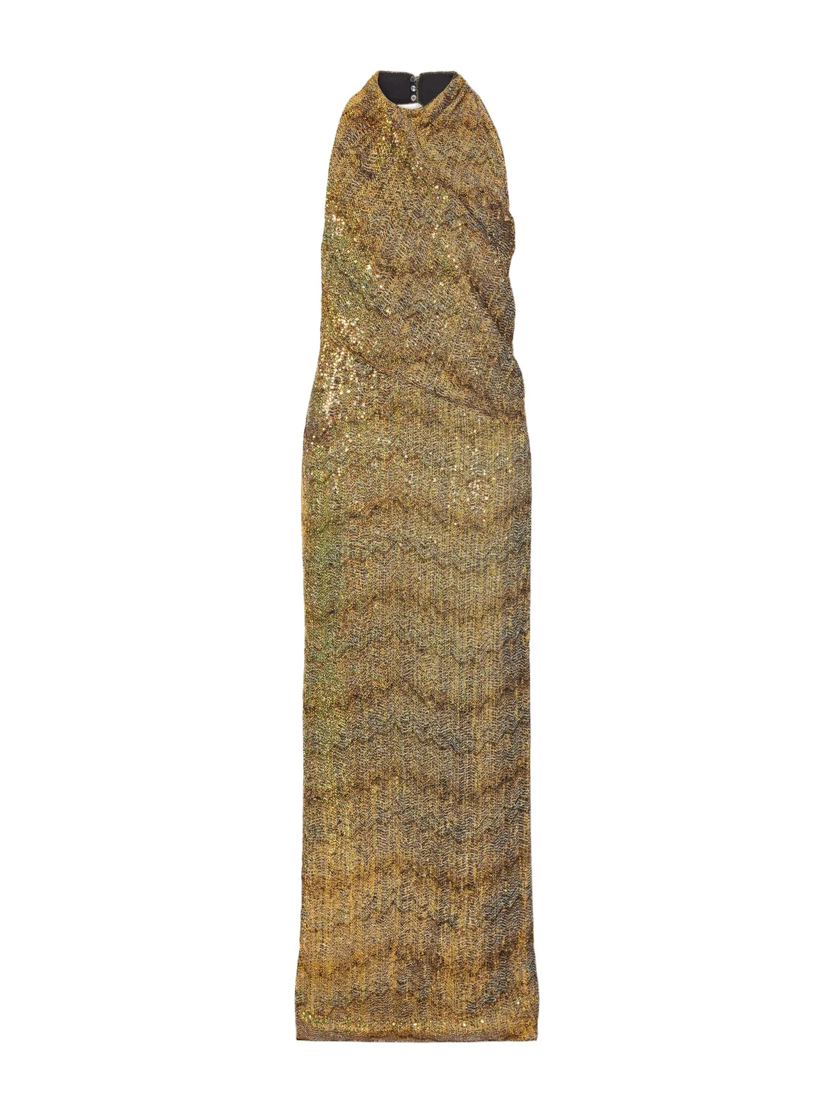 Missoni Striped Sequin-embellished Metallic Crochet-knit Halterneck Maxi Dress