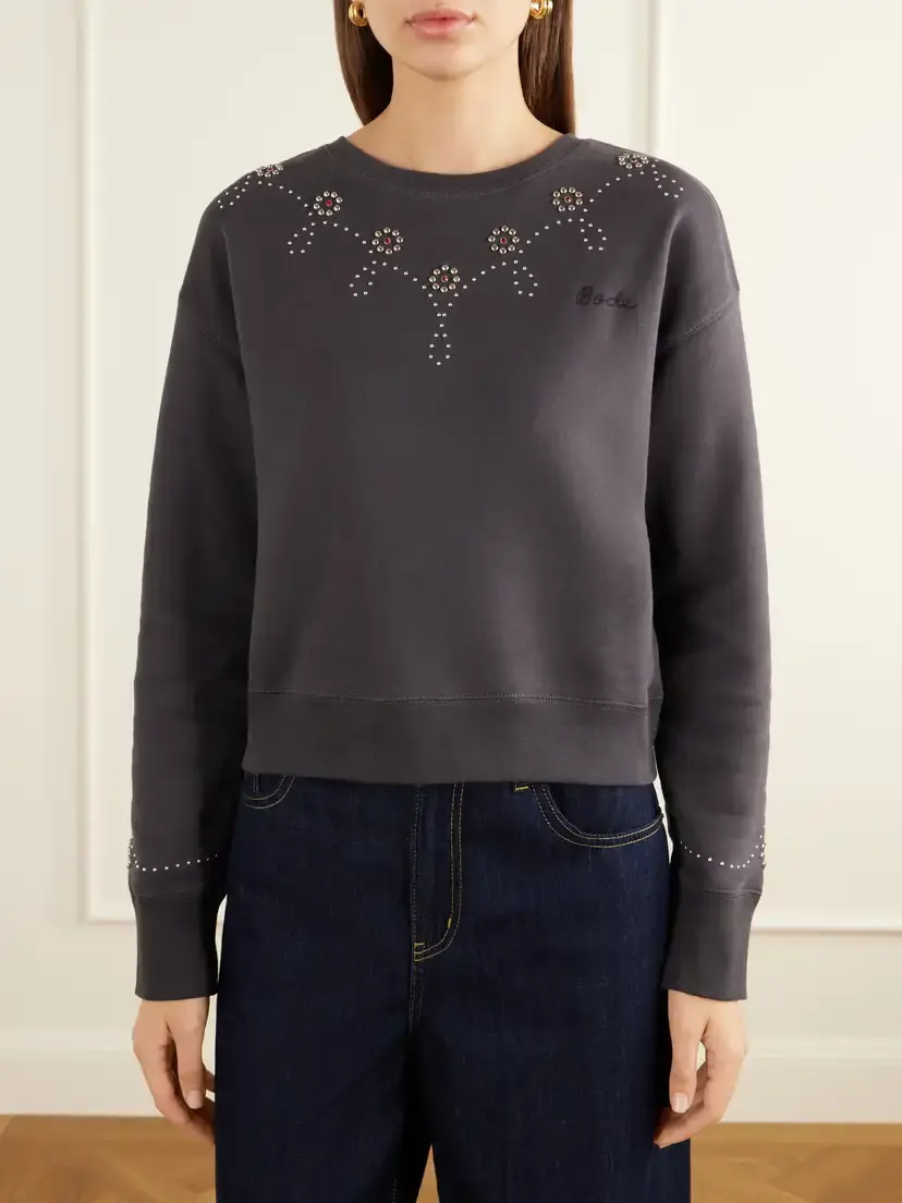 BODE Studded Embellished Cotton-jersey Sweatshirt | Thumbnail 3 BODE Studded Embellished Cotton-jersey Sweatshirt | Thumbnail 3