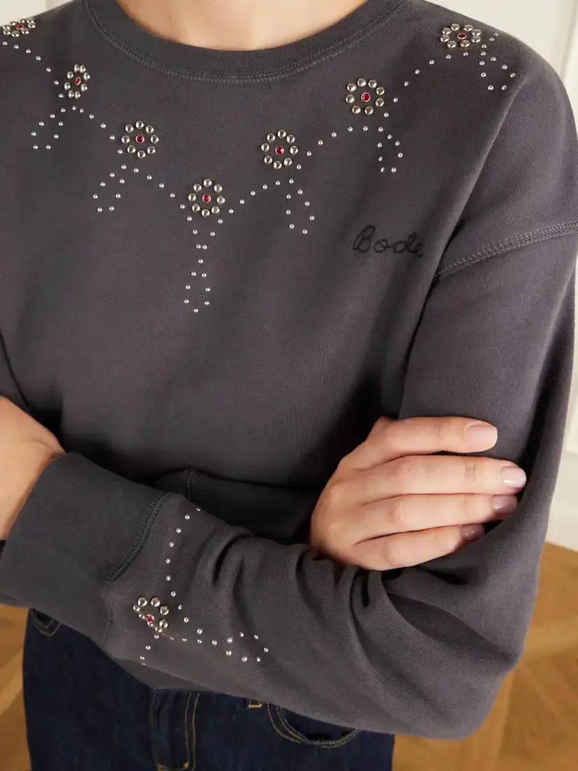 BODE Studded Embellished Cotton-jersey Sweatshirt | Thumbnail 5 BODE Studded Embellished Cotton-jersey Sweatshirt | Thumbnail 5