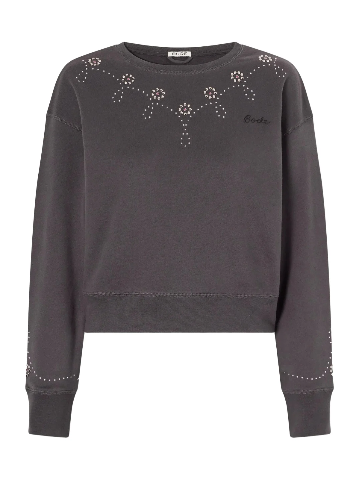 BODE Studded Embellished Cotton-jersey Sweatshirt