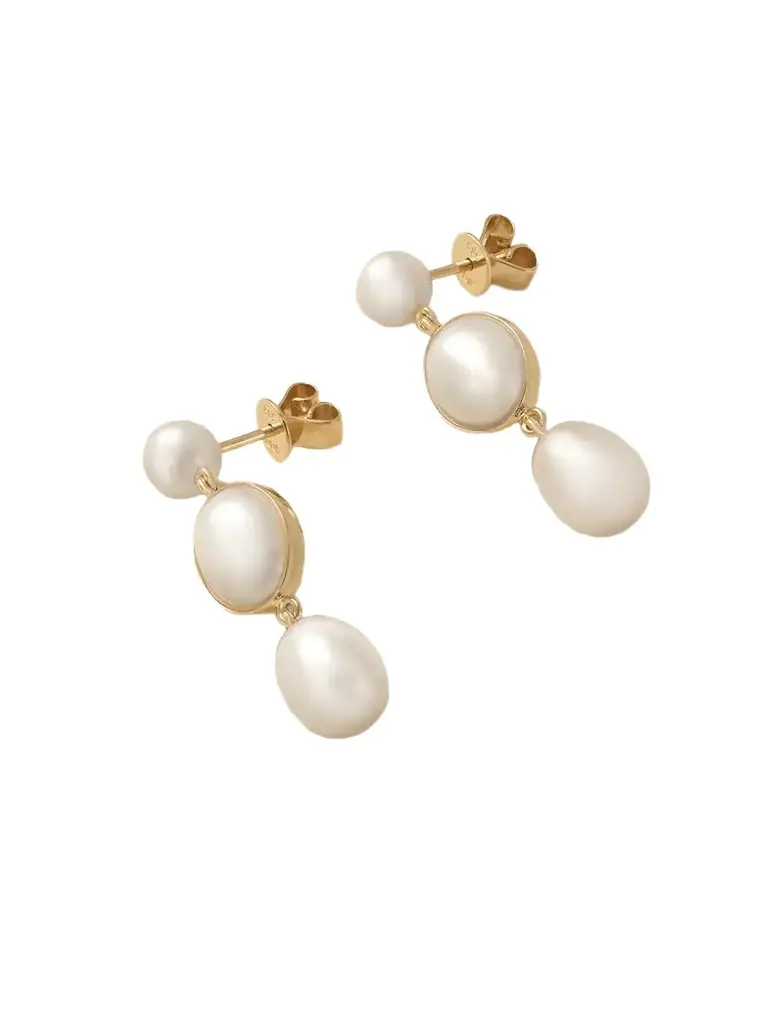 Sophie Bille Brahe Lucia 14-karat Recycled Gold Pearl Earrings