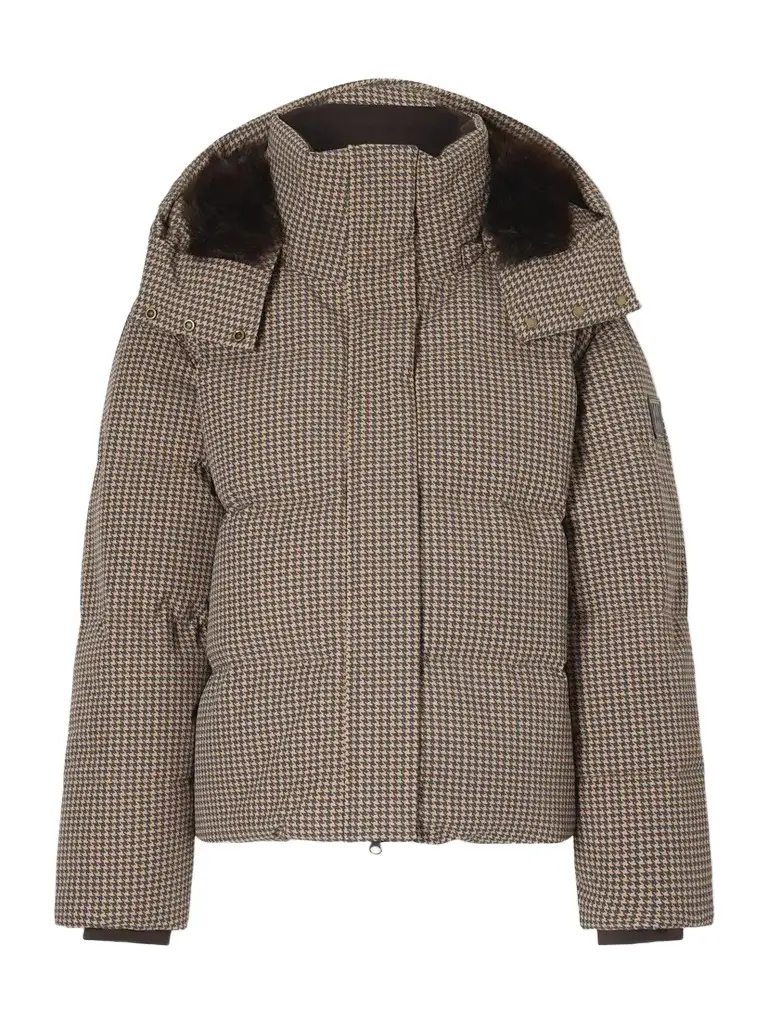 Glenshee Houndstooth Plush-trimmed Padded Shell Ski Jacket