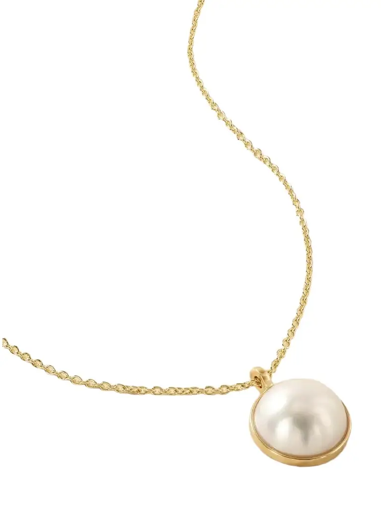 Sophie Bille Brahe Luce Simple 14-karat Recycled Gold Pearl Necklace