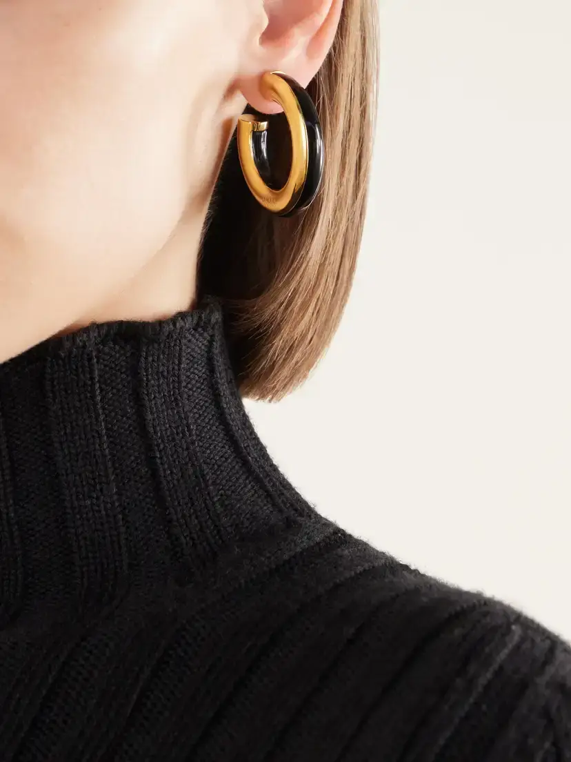 Alaïa Ray Logo-engraved Gold-tone Hoop Earrings | Thumbnail 2 Alaïa Ray Logo-engraved Gold-tone Hoop Earrings | Thumbnail 2