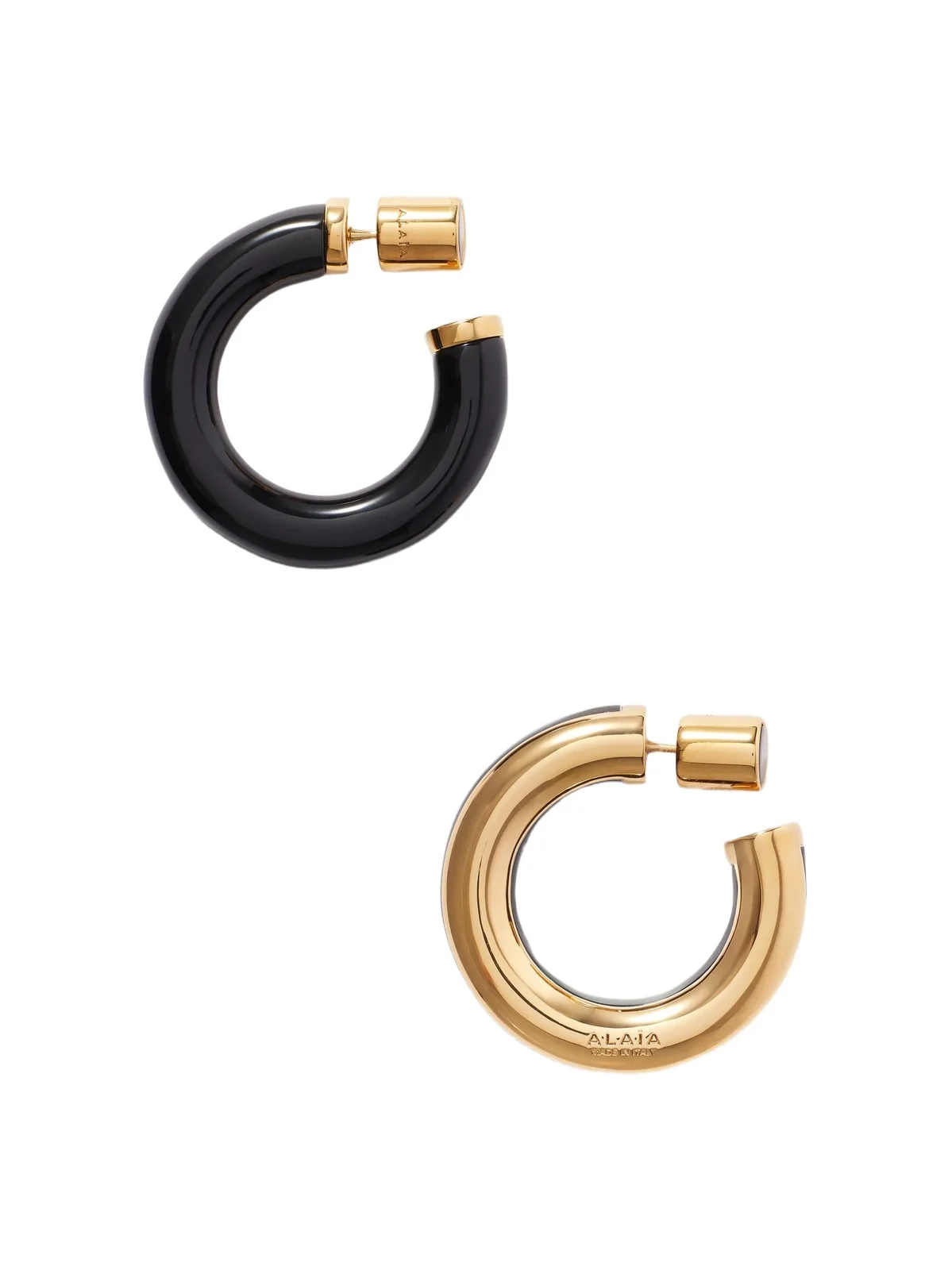 Alaïa Ray Logo-engraved Gold-tone Hoop Earrings