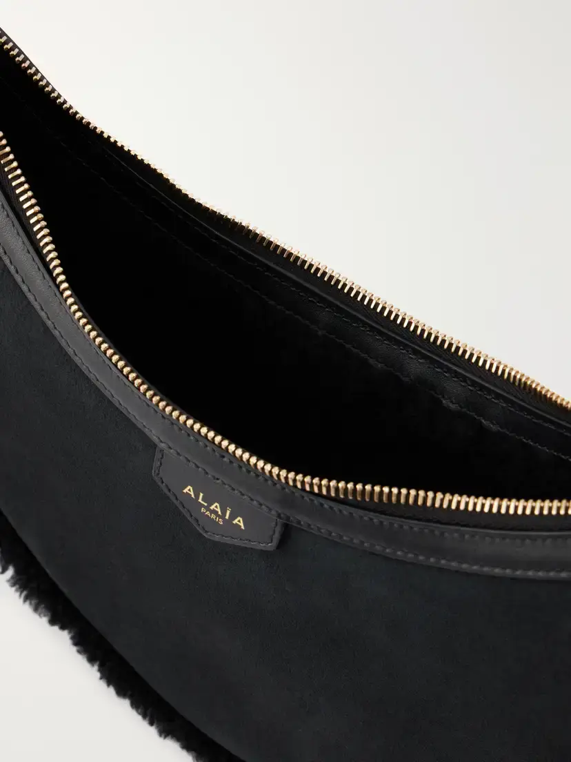 Alaïa Demi Lune Shearling-trimmed Suede Shoulder Bag | Thumbnail 5