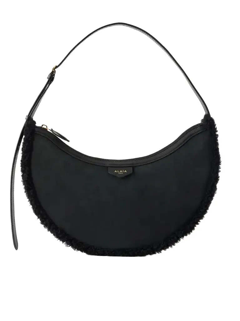Demi Lune Shearling-trimmed Suede Shoulder Bag Demi Lune Shearling-trimmed Suede Shoulder Bag