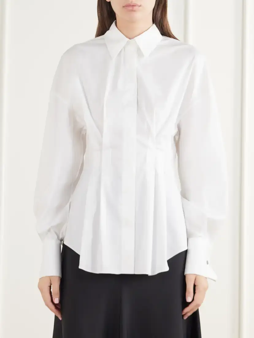 Brunello Cucinelli Pleated Cotton-blend Poplin Shirt | Thumbnail 3 Brunello Cucinelli Pleated Cotton-blend Poplin Shirt | Thumbnail 3