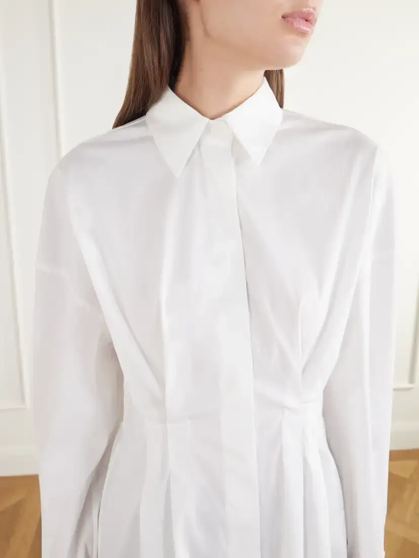 Brunello Cucinelli Pleated Cotton-blend Poplin Shirt | Thumbnail 5 Brunello Cucinelli Pleated Cotton-blend Poplin Shirt | Thumbnail 5