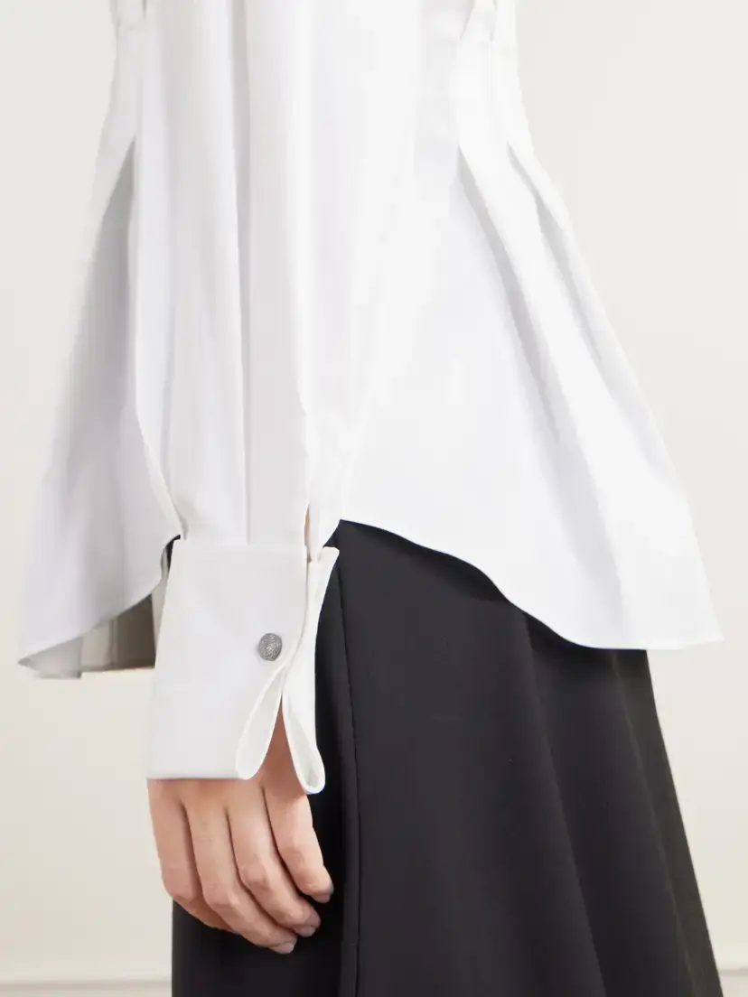 Brunello Cucinelli Pleated Cotton-blend Poplin Shirt | Thumbnail 6 Brunello Cucinelli Pleated Cotton-blend Poplin Shirt | Thumbnail 6
