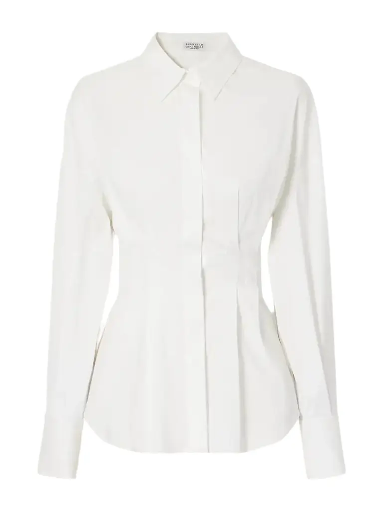 Brunello Cucinelli Pleated Cotton-blend Poplin Shirt