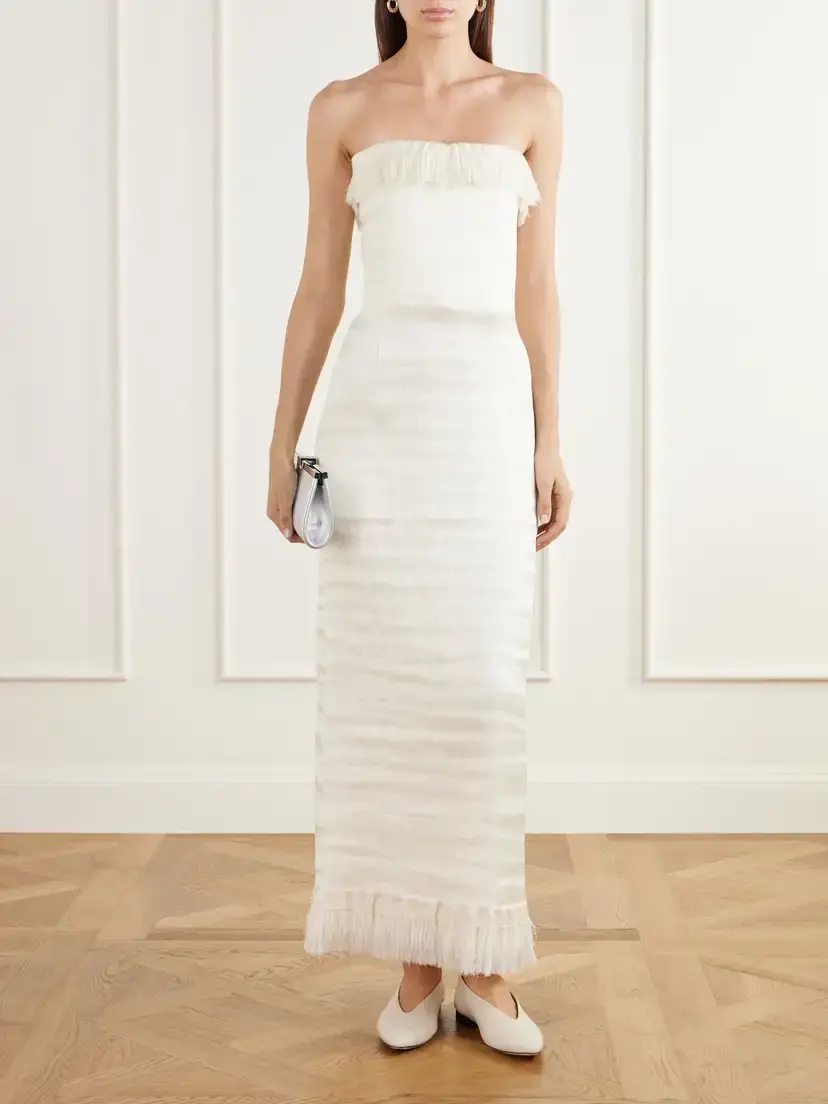 FFORME Paloma Strapless Fringe-trimmed Cotton-blend Voile Maxi Dress | Thumbnail 2