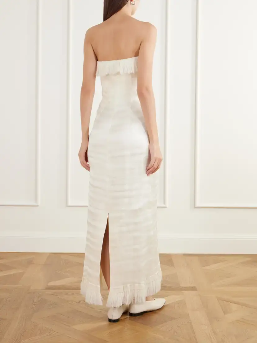 FFORME Paloma Strapless Fringe-trimmed Cotton-blend Voile Maxi Dress | Thumbnail 3